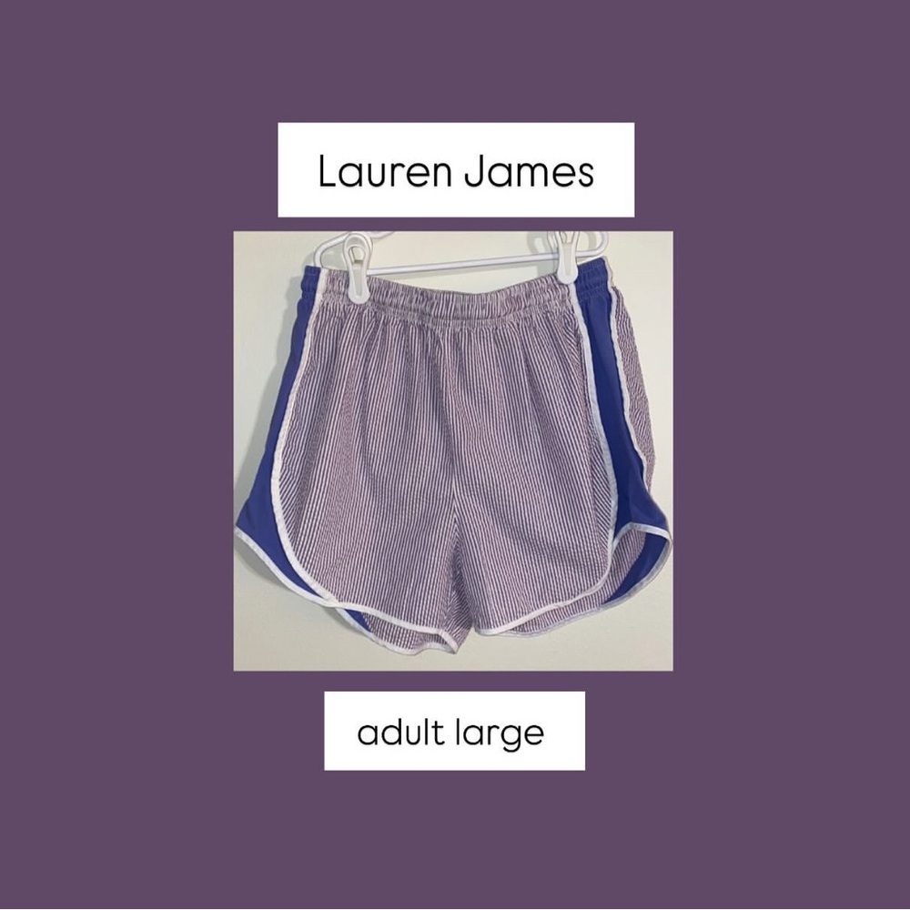 Lauren James Women's Striped Purple and Blue Athletic Shorts